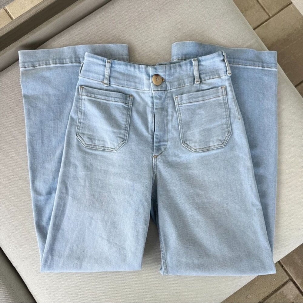 Anthropologie The Colette Crop Wide-Leg Jeans Light Blue 26 - Picture 4 of 7